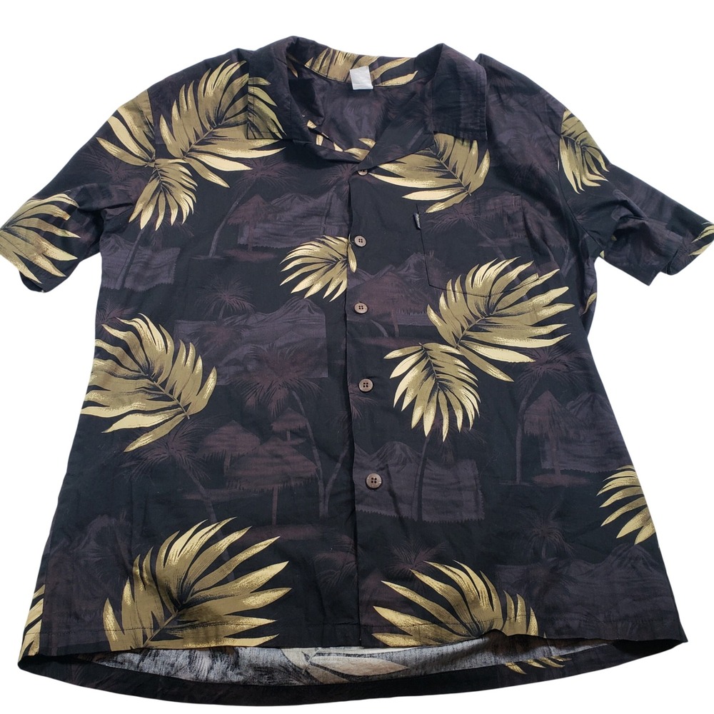 Palmwave Hawaii Mens XL Tropical Leaf Print Short‎ Sleeve Button Up Shirt